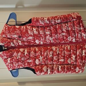 Ariat Goose Down Puffer Vest Pink Horse Pattern Equestrian Full Zip Youth XL